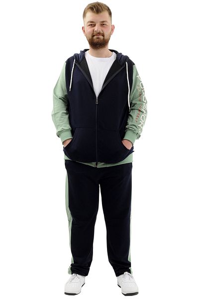 ModeXL Ανδρική αθλητική φόρμα φόρμας - Plus Size, Φούτερ με φερμουάρ, Navy U24523