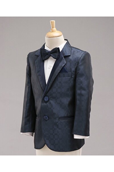 Babyhug Full Sleeves Solid Party Suit with Bow and Blazer - White Blue