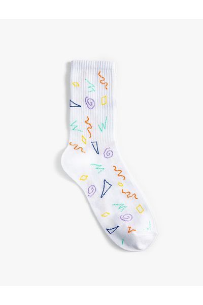 Koton Socket Socks Geometric Embroidered Multicolor