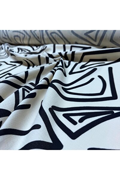 Yaren Ülker Çift Kat Müslin Kumaş En 150 Cm Geometrik Desen Krem Renk %100 Pamuk