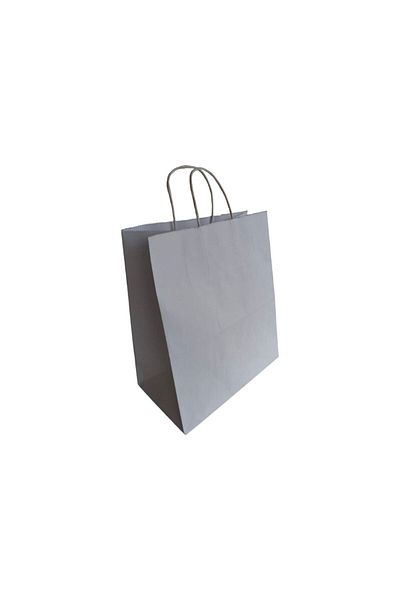 heppack White Kraft Paper Bag - 26X14X30 Cm, 25 Pcs, Paper Bag with Twisted Handle