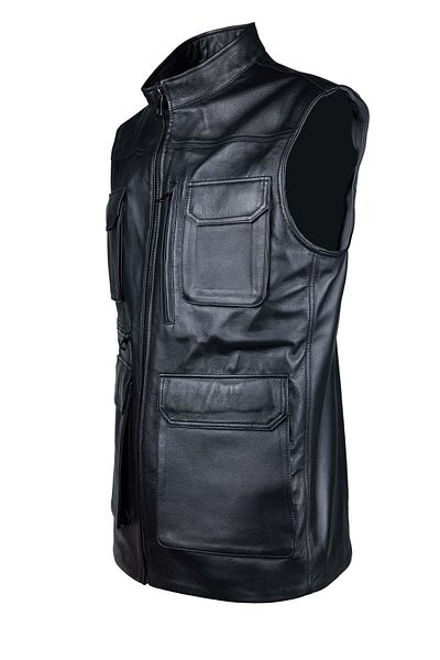 Tamer Tanca Men's Genuine Leather Black Vest Leather Coat