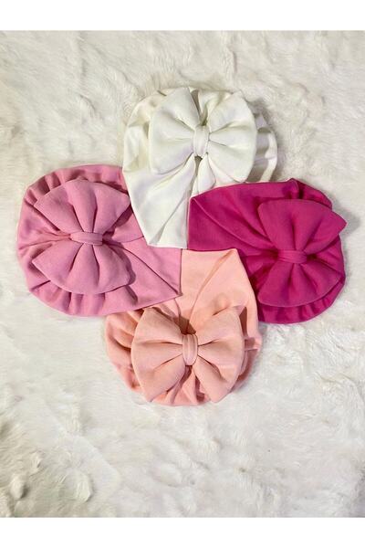 Tontiny Düz Renk Fiyonklu Bebek Bone Set Bebek Bonesi Set Bebek Hediyelik