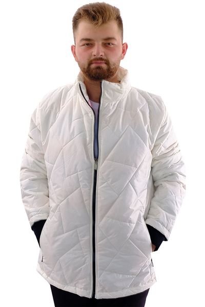 ModeXL Ανδρικό παλτό Ecru Plus Size - Σταντ γιακά και μανίκια με φερμουάρ U24611