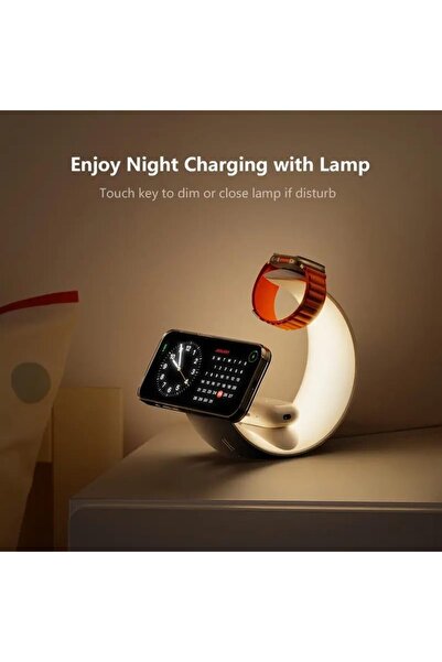 Fogy 15w 4in1 Kablosuz Şarj Cihazı iPhone Watch Masaüstü Portatif Akıllı Saat Şarji Airpods Gece Lambası