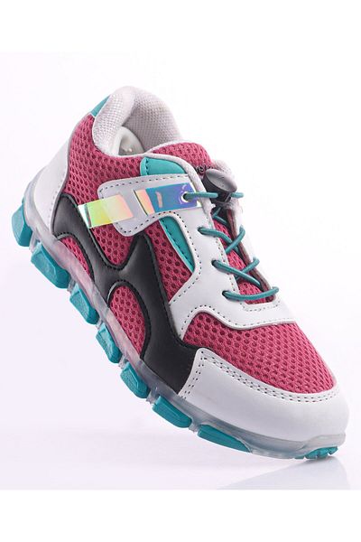 Pine kids حذاء رياضي مع أضواء LED - أبيض وردي غامق