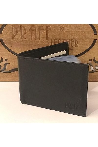 Praff P8410 Ανδρικό πορτοφόλι από γνήσιο δέρμα οριζόντια διάφανη θήκη για κάρτες