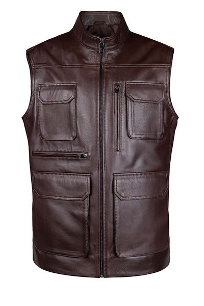 Tamer Tanca Men's Genuine Leather Brown Vest Leather Coat