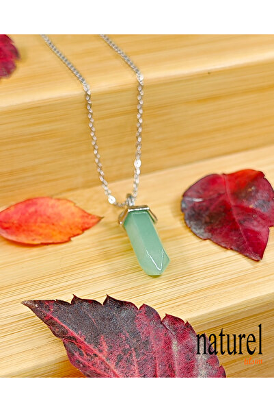 Naturel Tılsım قلادة سلسلة من حجر الأفينتورين الطبيعي - ستانلس ستيل