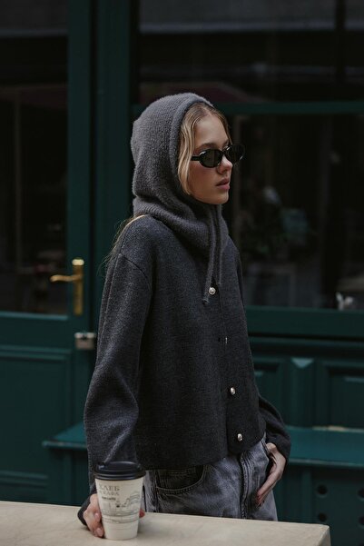 Fahhar Anthracite Soft Thin Knit Balaclava Beanie