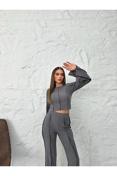 Cistern İstanbul Women's Reverse Stitch Spanish Bottom Top Suit with Slit