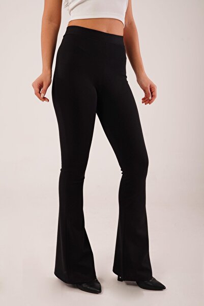 Hipo Trend Visok struk Zvonaste nogavice Crne helanke pantalone