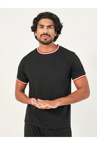 Styli Contrast Tipping Rib Detail T-Shirt & Shorts Set