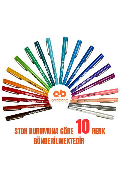 ONABANA 200 Fineliner Writing and Drawing Pen with 0.4 mm Fine Nib - 10 Colors (Mixed Colors)