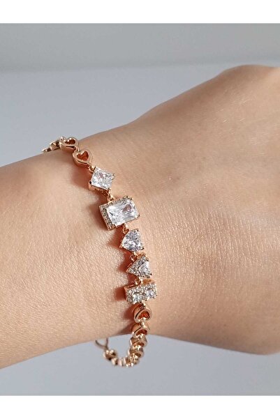 Ödül Moda XUPIING JEWELRY سوار سلسلة قلب من الذهب الوردي مع حجر الزركون