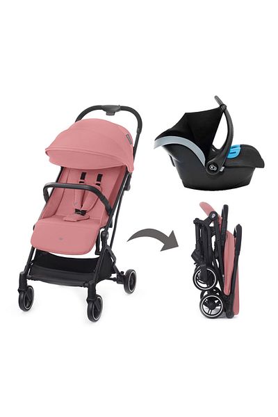 Kinderkraft - 2 in1 Indy2 Lightweight Stroller + Mink Car Seat - Dahlia Pink