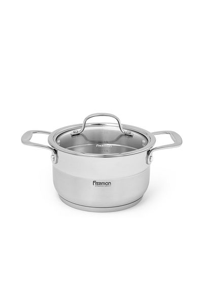 Fissman Casserole 2.5L w/ Glass Lid, Stainless Steel Induction Bottom 18x10cm Nordia Series