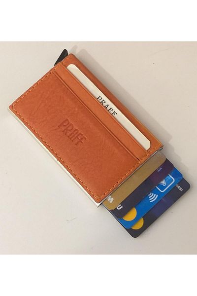 Praff 010923   Θήκη κάρτας Unisex από γνήσιο δέρμα μηχανισμού
