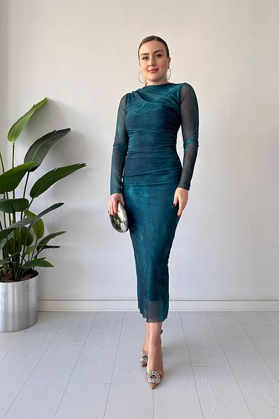 MaziButik Rochie din tul Aurora Culoare Petrol