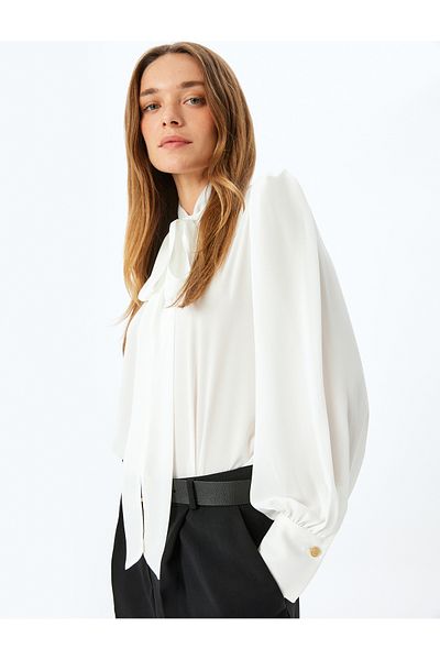 Koton Long Sleeve Shawl Collar Crepe Shirt