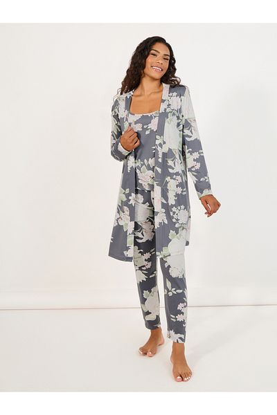 Styli Pack of 3 - Floral Print Cami, Trouser and Robe Set
