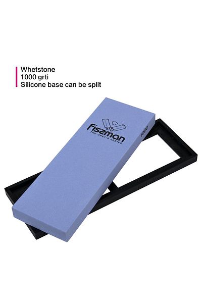 Fissman Knife Sharpener with Whetstone And Silicone Base 1000 Grit Blue/Black 18cm