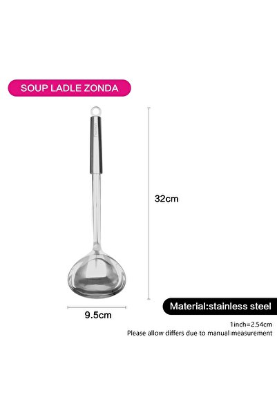Fissman Soup Ladle w/ Hanging Hole 32x9.5cm, Stainless Steel Serving Ladle for Soup, Salad Dressing