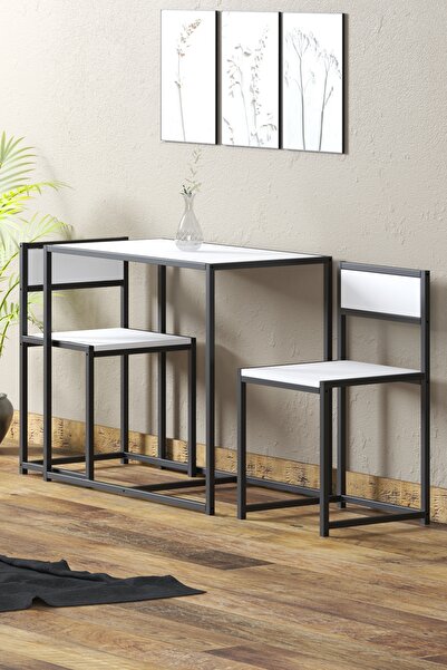 TOLIAHOME 2 Sandalyeli Metal Ayaklı Mutfak Masası Takımı Bahçe Balkon Masası ...