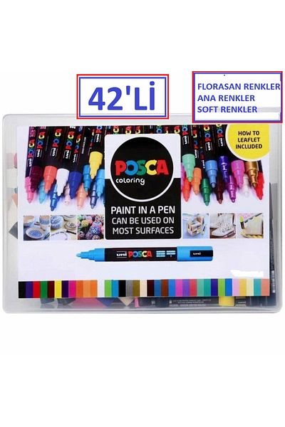 Uni Posca Set of 42 - 5mm (1.8-2.5mm) Marker Pen