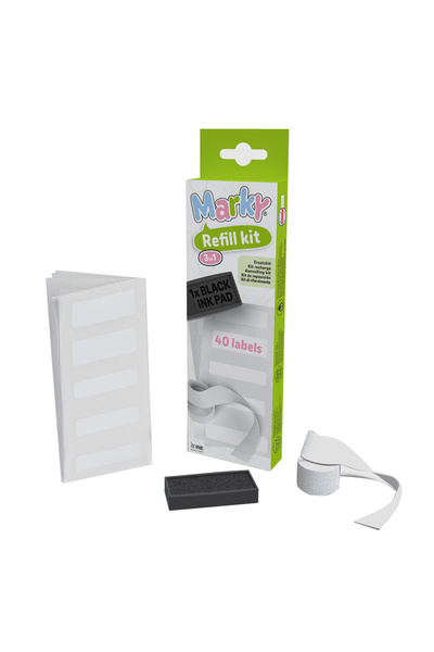 Mine Stamp - مجموعة إعادة تعبئة وسادة حبر ماركي مع شريط و40 ملصقًا