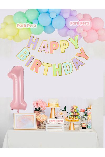 parti pera Set de lanțuri de baloane Macarons Balon din folie cu cifre roz Macarons Banner cu scris pentru ziua de naștere