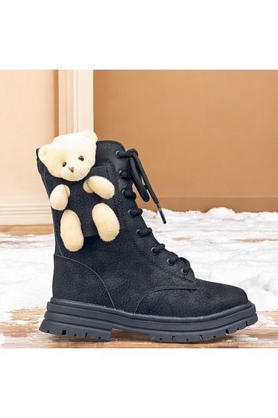 JOJO KIDS Κοριτσίστικες μπότες, αδιάβροχο αξεσουάρ αρκουδάκι με κορδόνια, μπότες με φερμουάρ