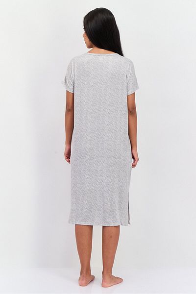 Christian Siriano Women Heather Short Sleeves Sleepwear Dress, Gray
