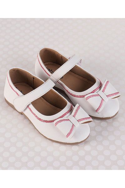 Babyoye Party Wear Belly Shoes Bow Applique - White