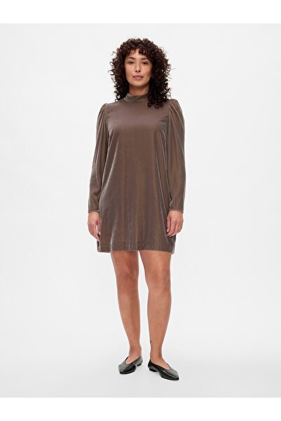 GAP Kadın Gri Kadife Mini Elbise