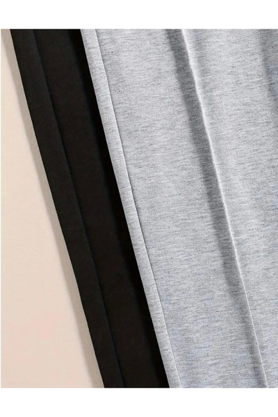 LACKH İKİLİ EŞOFMAN ALTI SİYAH GRİ BOL PAÇA