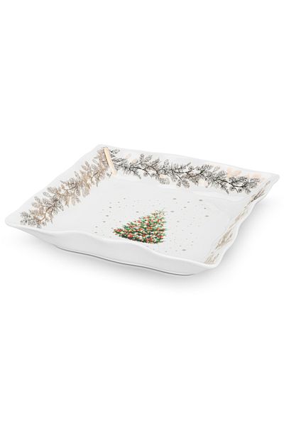 Fissman Dinner Plate 22x22cm, Christmas-themed Design Square Serving Dish, Decorative Plate