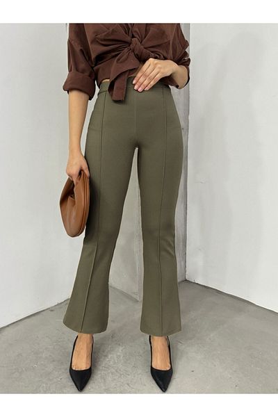 Modamorfo Khaki Spanish Trousers - Elastic Waist and Lycra