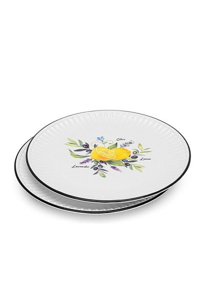 Fissman 2-Piece Plates Lemon Provence Series 21cm Porcelain