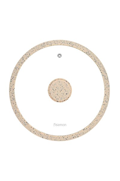 Fissman غطاء زجاجي 24 سم مع حافة سيليكون رخامية كريمية
