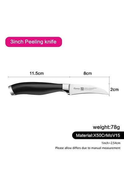 Fissman Stainless Steel Elegance Peeling Knife, Black