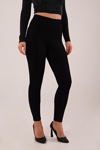 Hipo Trend Šivane Visok struk Pleteno crne tajice