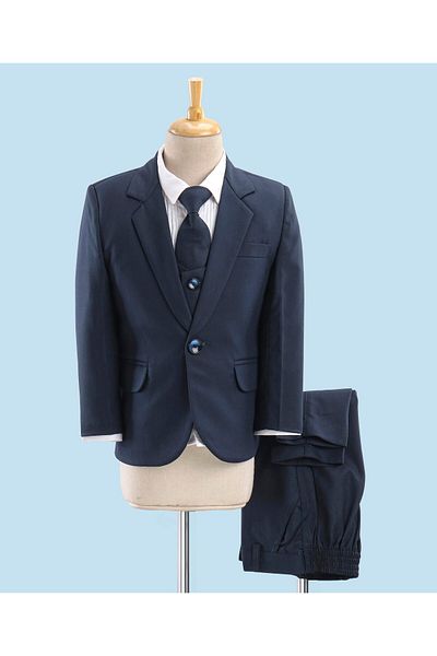 Babyhug Full Sleeves Party Suit With Blazer Solid- Teal Blue