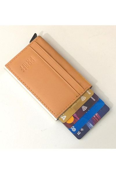 Praff 010923   Θήκη κάρτας Unisex από γνήσιο δέρμα μηχανισμού
