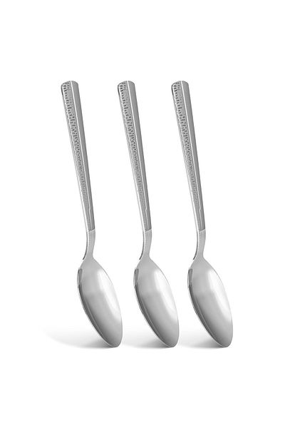 Fissman 3-Piece Tea Spoon 15cm, Stainless Steel Cutlery Set Flor Series, Silverware Set