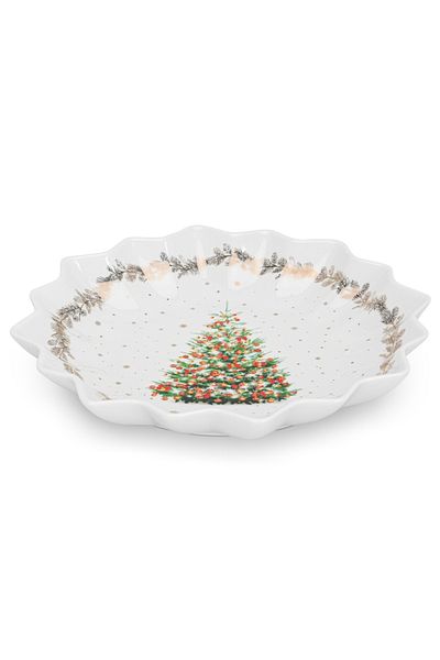 Fissman Polygon Serving Dish 24cm, Christmas-Themed Design Polygon Platter Dish, Decorative Plate