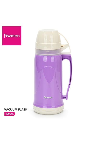 Fissman Vacuum Flask 1000 ml VIOLET - Plastic Case with Glass liner