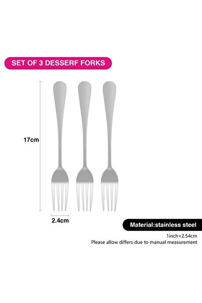 Fissman 3-Piece Dessert Fork Flavia 17cm Stainless Steel
