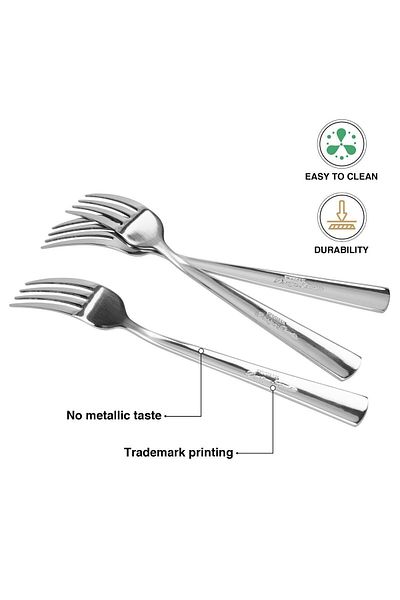 Fissman 3-Piece Dinner Fork 20cm, Stainless Steel Cutlery Set Flor Series Silverware Set