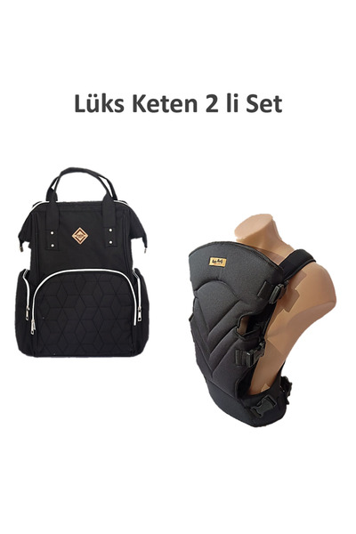 miniklife Lüx Keten 2'li Bebek Taşıma Kangurusu Ve Bebek Bakım Çantası
